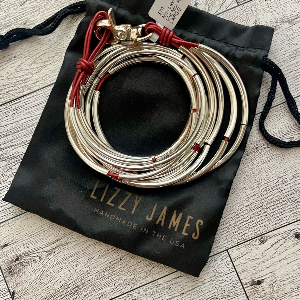 Lizzy James Silver and Red Accent Bracelet Set